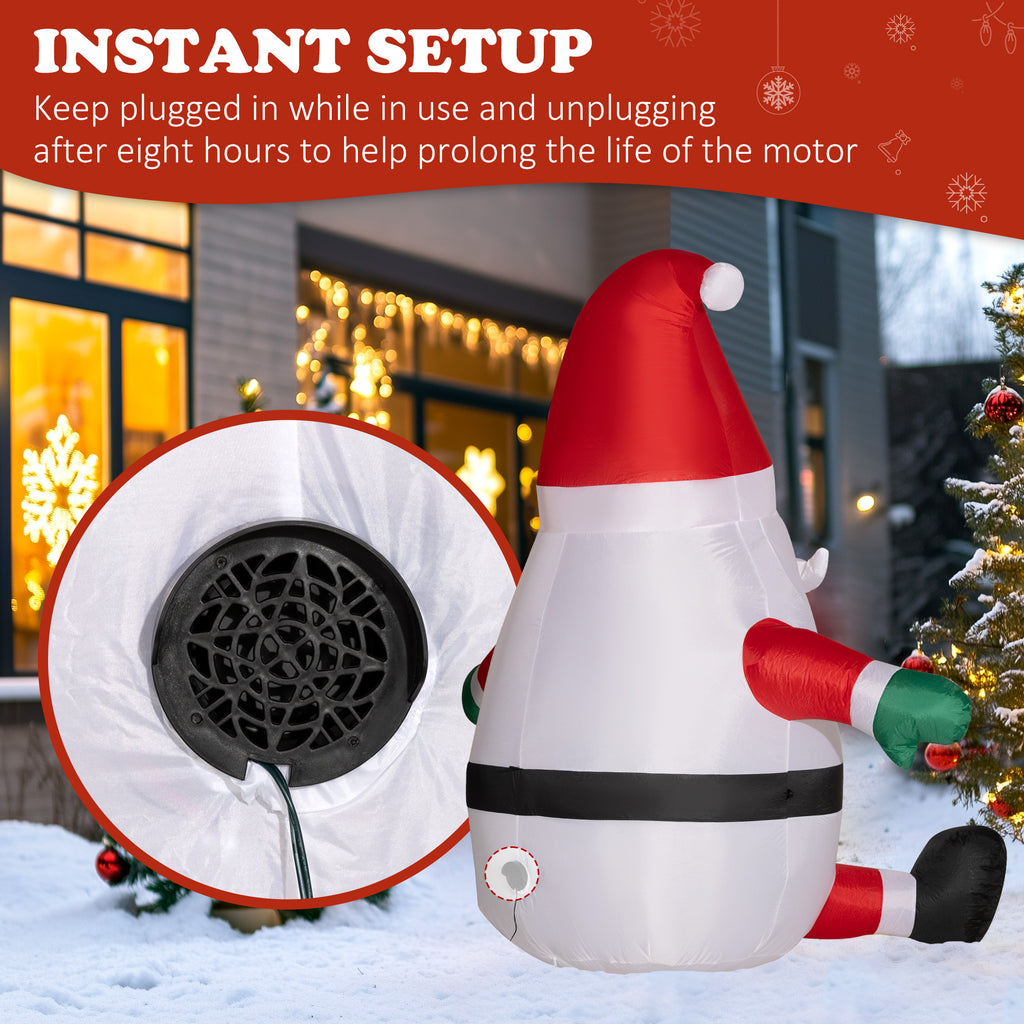 Christmas Inflatables Outdoor Decorations Santa and Penguin Standing in Sock with Candy Cane Gift Box